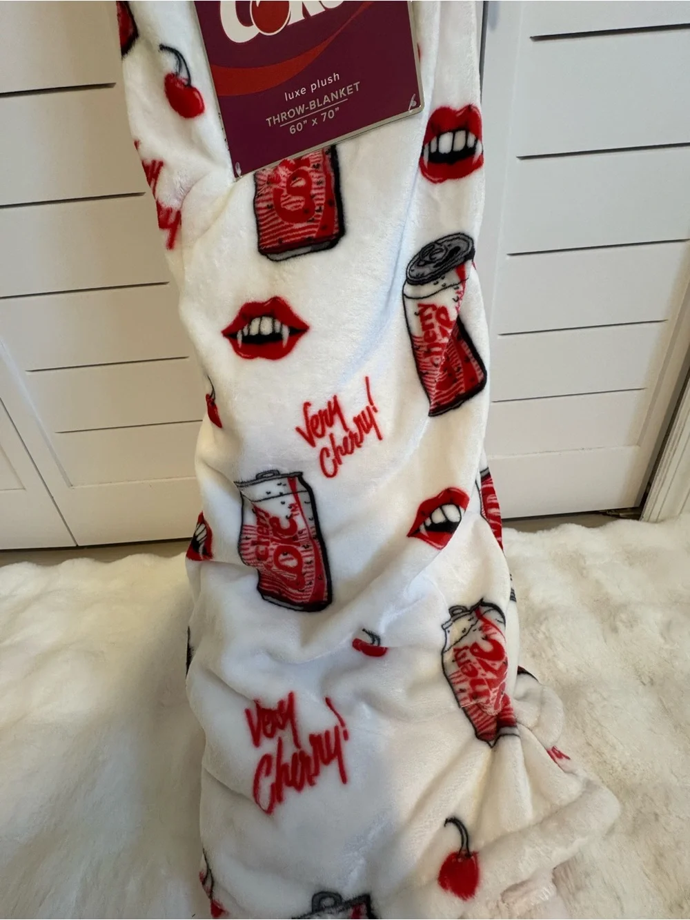 Cherry Coke Vampire Halloween Luxe Plush Blanket Throw